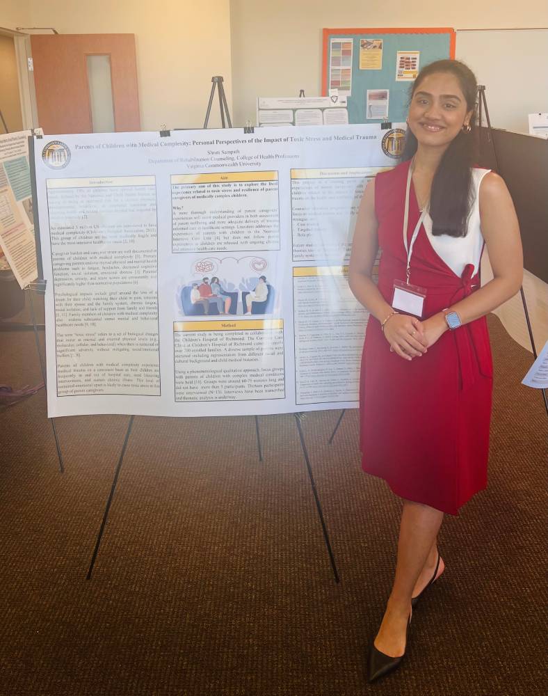 Shruti Sampath, an MS student in the Department of Rehabilitation Counseling, presented at the Virginia Association for Counselor Education and Supervision